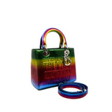 thumbnail limited edition medium lady dior with words in rainbow phw 2017
