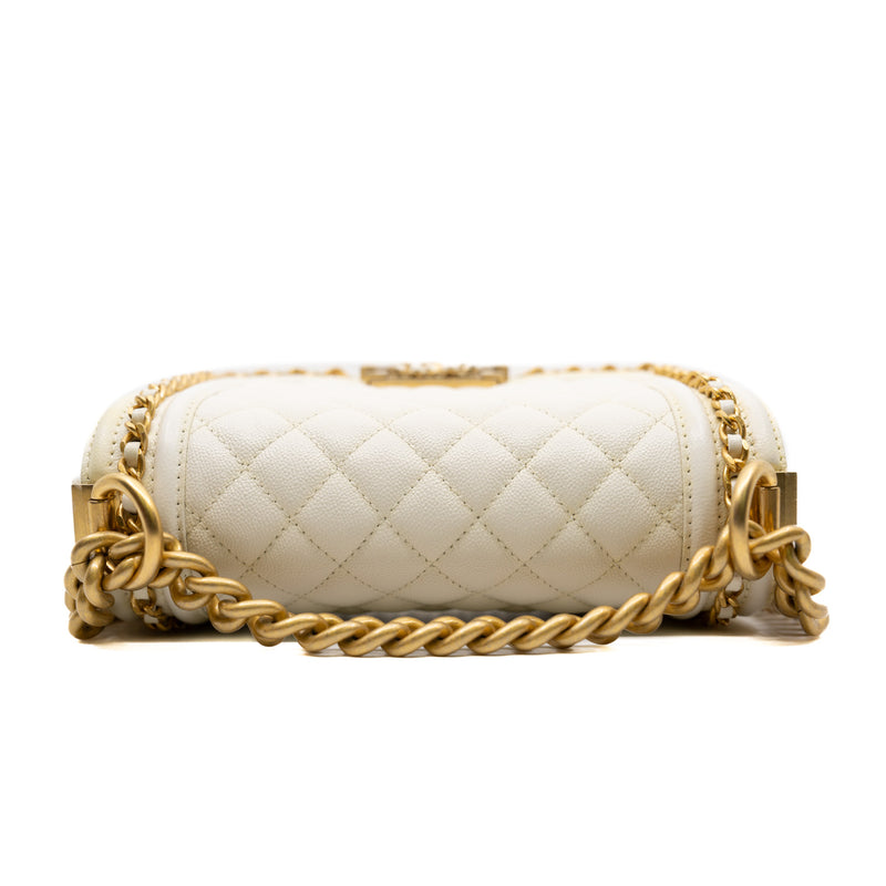 Small Leboy with Chain in Caviar White Ghw Seri #UJCP