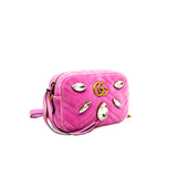 thumbnail GG marmont camera bag velvet pink with crystal ghw