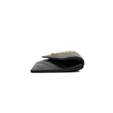 thumbnail cassandre matelasse fragments flap card holder in black poudre leather ghw