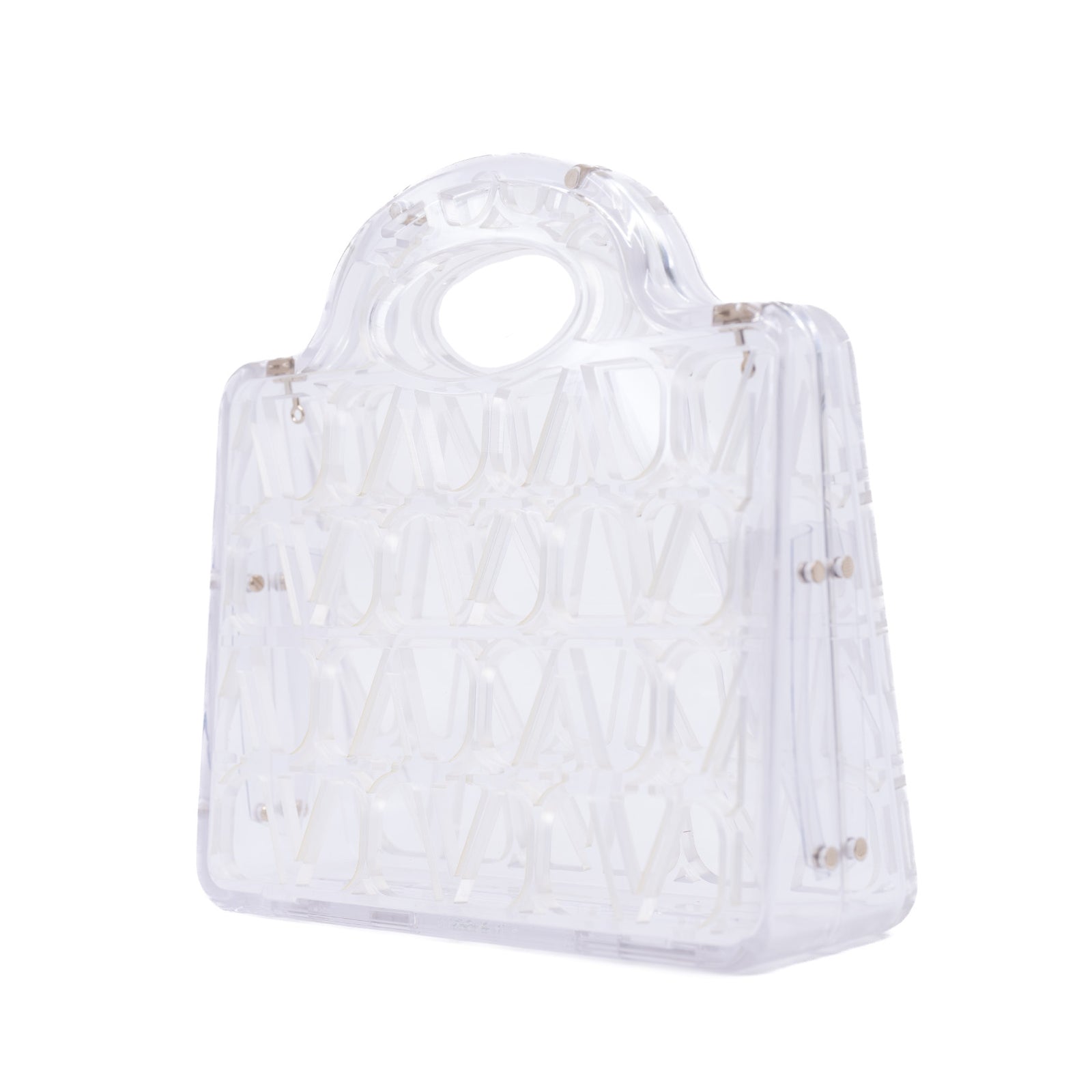 Valentino Garavani Mini Le Troisieme Clear Acrylic Tote With Strap