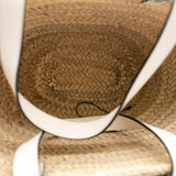 thumbnail large Square Basket Raffia/Calfskin White SHW