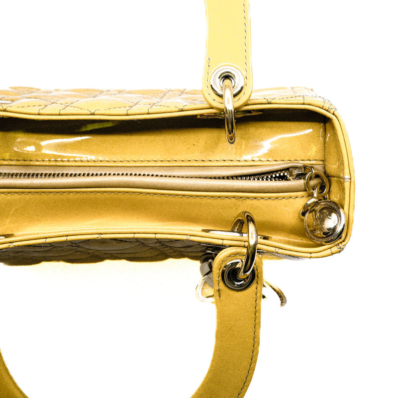 Metallic Patent Cannage Medium Lady Dior Yellow GHW 2011