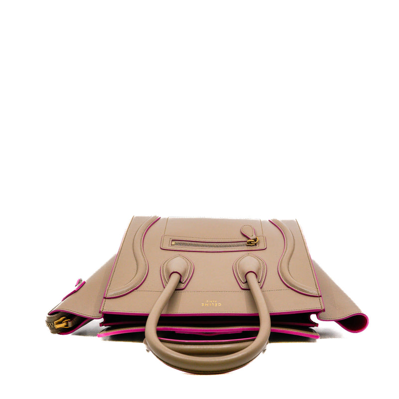 Micro Luggage Drummed Calfskin Dark Beige/Pink Handbag GHW - L'UXE LINK