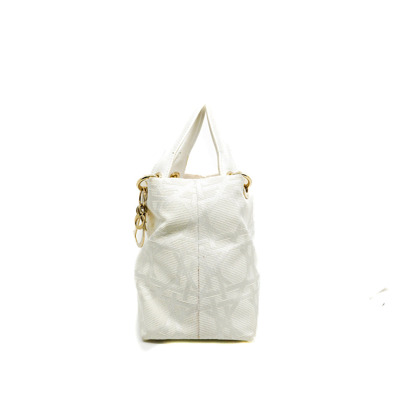 Canvas Cannage White Small Soft Lady Dior Shopping Tote GHW - L'UXE LINK