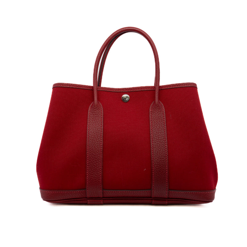 Garden Party 30 Fabric/Leather Red Rouge Piment PHW Y Stamp - L'UXE LINK