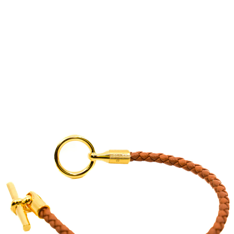 Glenan H Bracelet In Gold Swift Leather GHW - L'UXE LINK