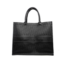 large book tote in calfskin black