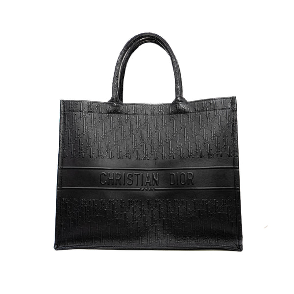 large book tote in calfskin black