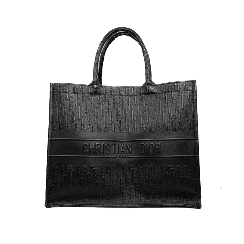large book tote in calfskin black