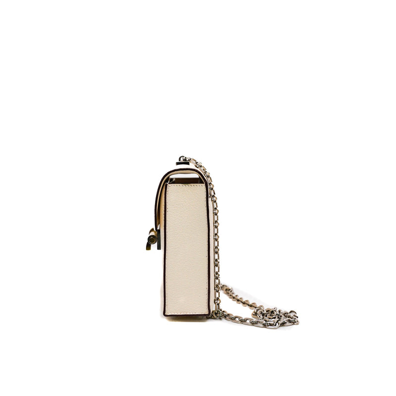 Verrou mini in white goat with enamel buckle PHW stamp Z