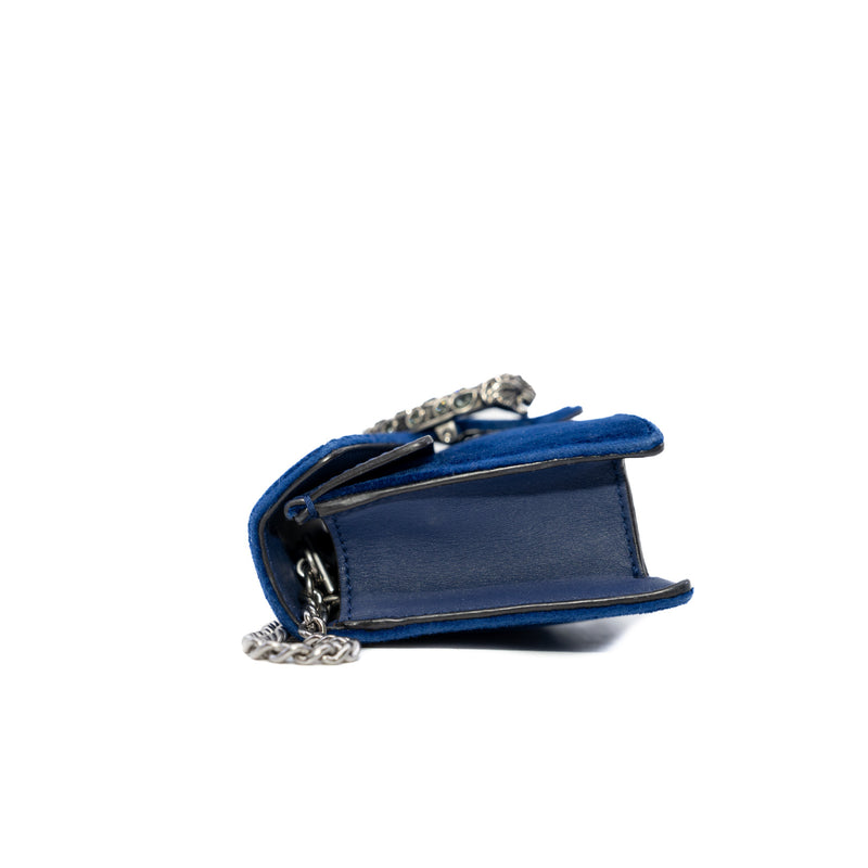 Dionysus Blue Velvet Super Mini Bag Ruthenium Hardware - L'UXE LINK