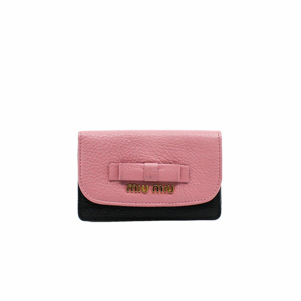 card holder leather pink black ghw - L'UXE LINK