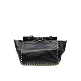 thumbnail small rockstud trapeze in black grained calfskin ghw