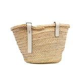 thumbnail large Square Basket Raffia/Calfskin White SHW