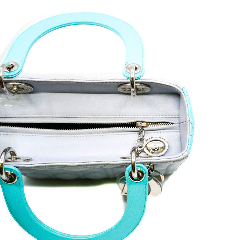 medium lady dior in calfskin grey/blue phw 2013