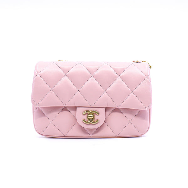 mini cf pink lambskin ghw with heart micro chip