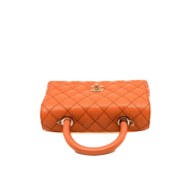 medium coco handle in orange caviar rghw