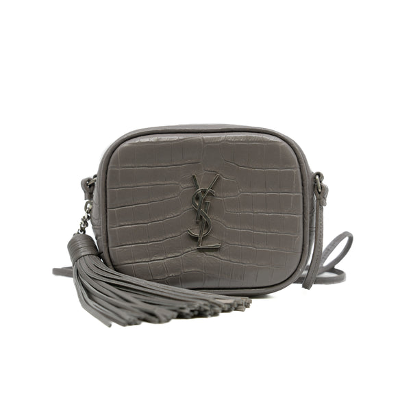 blogger bag in grey crocodile embossed phw
