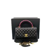 thumbnail medium coco handle with pink lizard handle in cavair black ghw seri 26