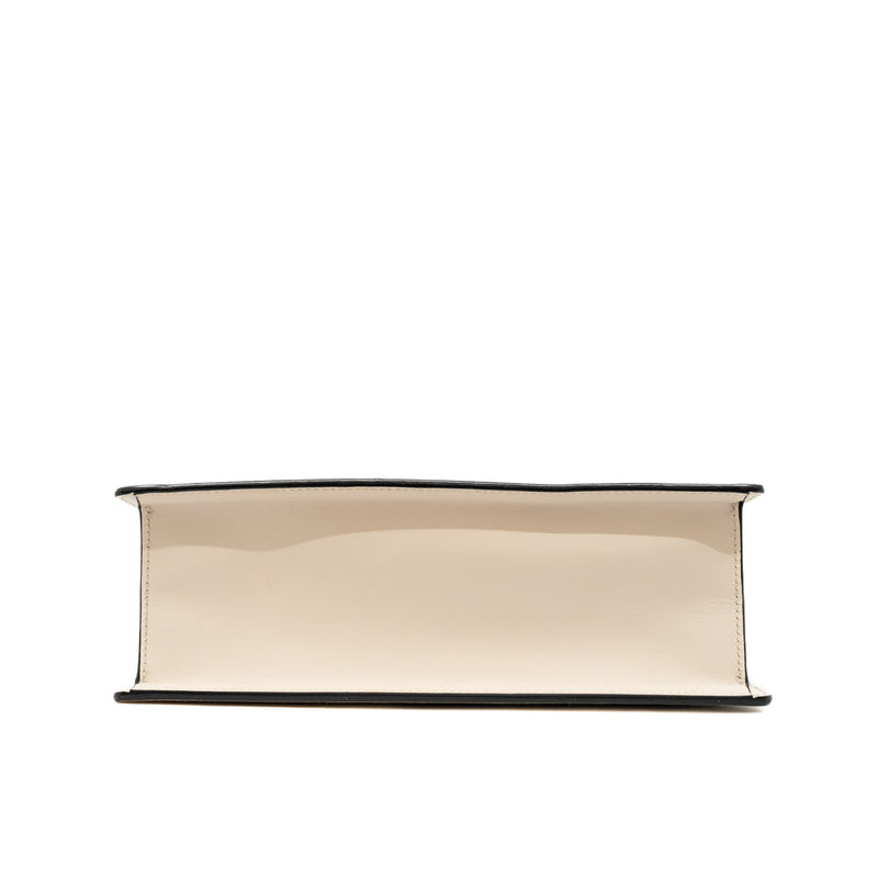 top handle bamboo white flap bag