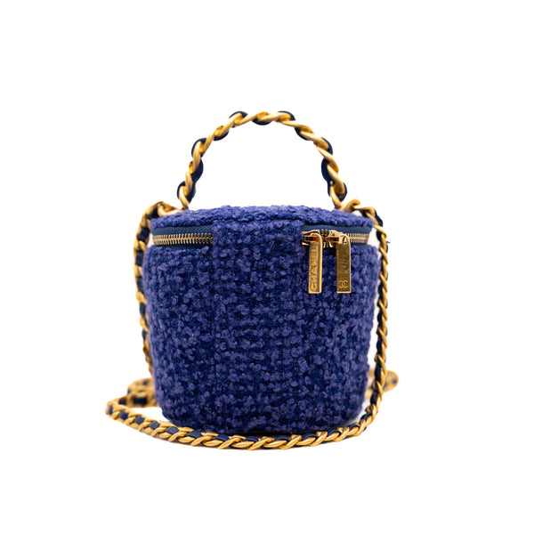 mini vanity with top handel and chain in twist/leather purple ghw