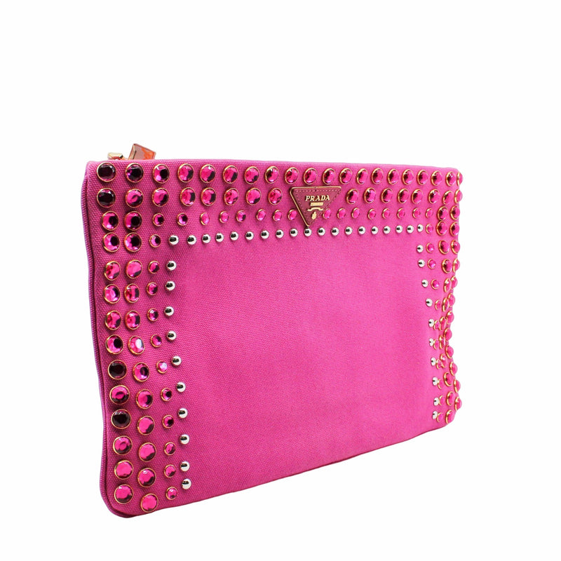 clutch canvas medium pink ghw - L'UXE LINK