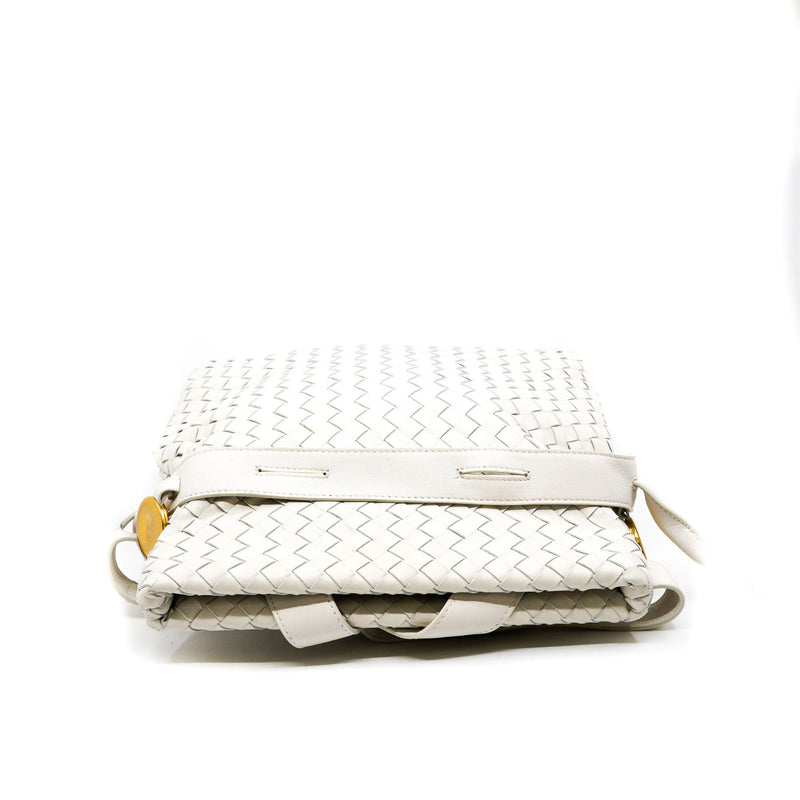 tote shoulder bag in white with strap - L'UXE LINK