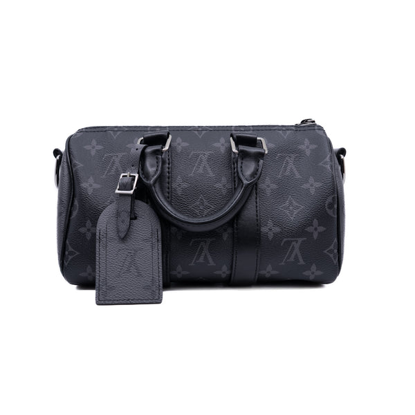 Keepall Bandoulière 25 in black and grey monogram PHW