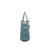 thumbnail small lady dior in grey blue lambskin #23 light ghw