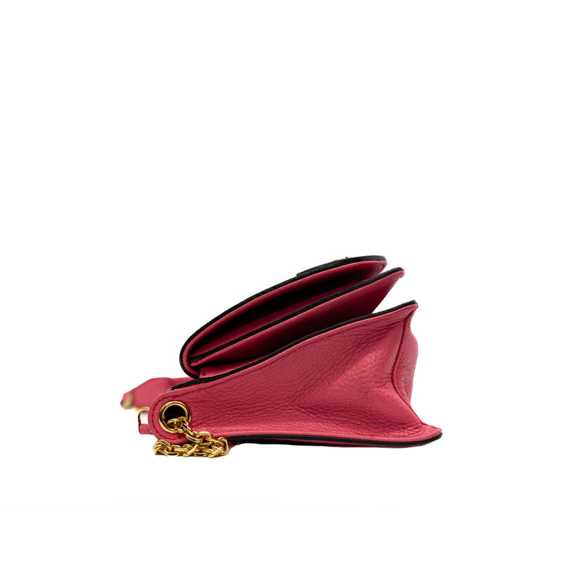 Studded Flap Shoulder Bag  Leather Pink GHW - L'UXE LINK