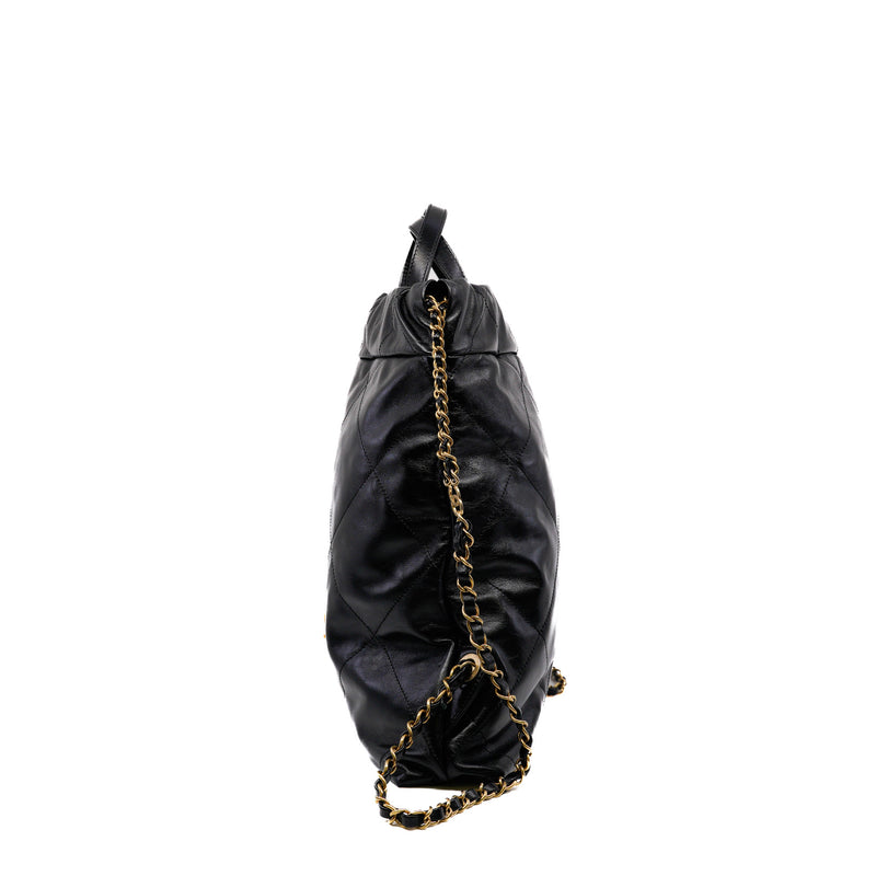 Small 22 Backpack Black Calfskin Ghw - L'UXE LINK