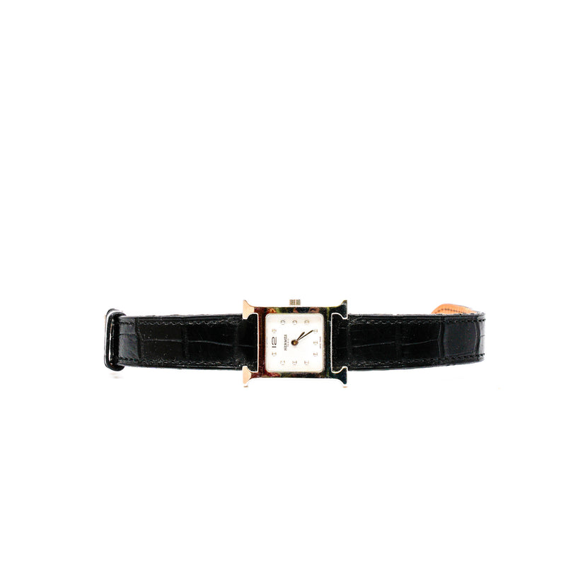 25mm Heure H watch in white dial ccd black band steel - L'UXE LINK