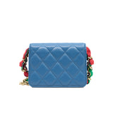 thumbnail ribbon blue shinny lambskin leather belt bag ghw seri31
