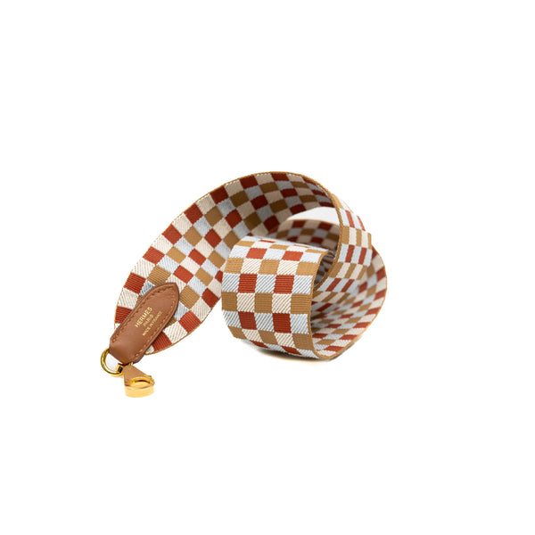 Maxi Quadrille 25 mm bag strap in fabric mix colour GHW