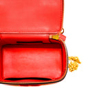 thumbnail small case bag with top handle orange red leather ghw