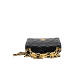 thumbnail mini Coco enamel top handle flap bag in black lambskin GHW seri J4E8XXXX