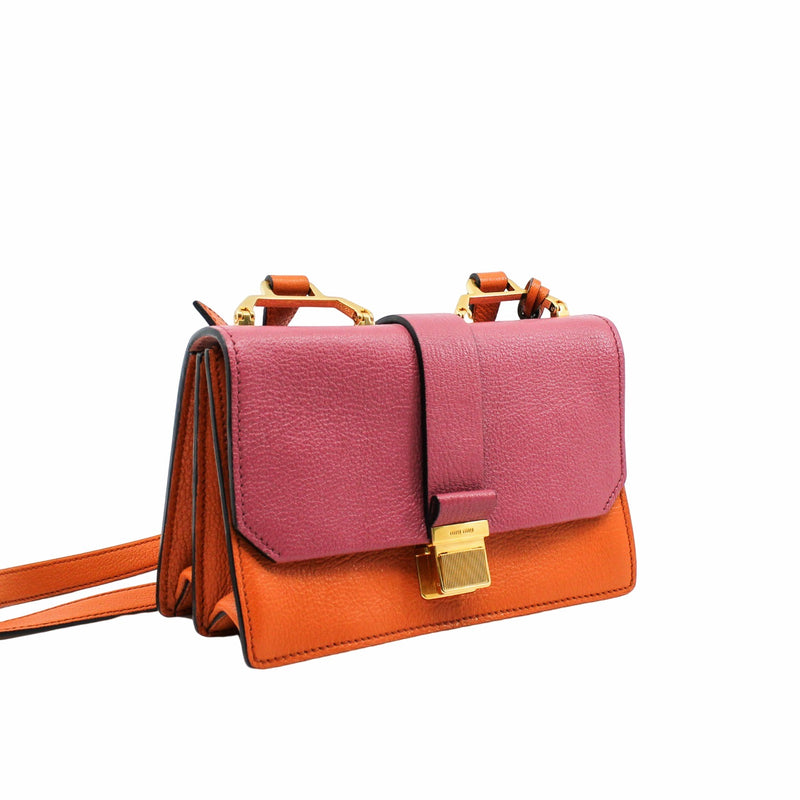 Madras Bandoliera Bag Fuoco Cielo Goatskin Leather orange mix rose GHW - L'UXE LINK