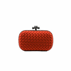clic clutch in satin orange - L'UXE LINK