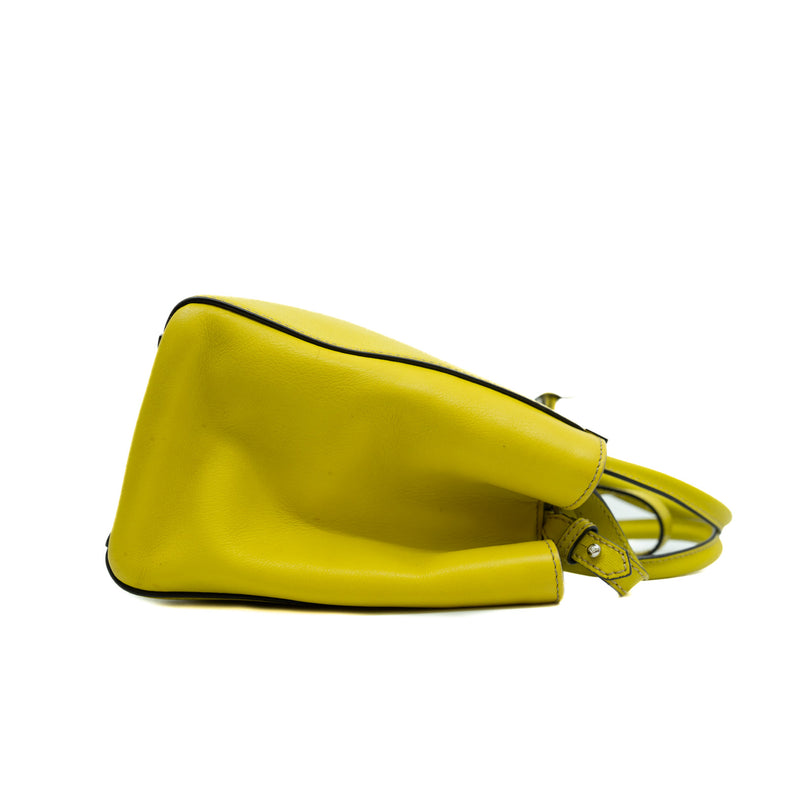 Saffiano Yellow Leather Petite Sac 2jours Elite Handbag With Strap - L'UXE LINK