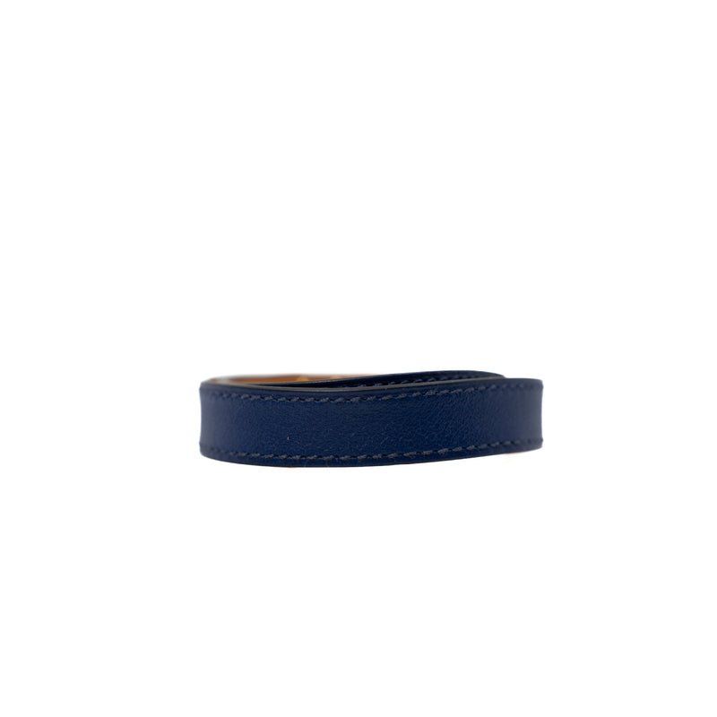 Kelly Double Tour Bracelet Navy In Swift Leather GHW Size XS - L'UXE LINK