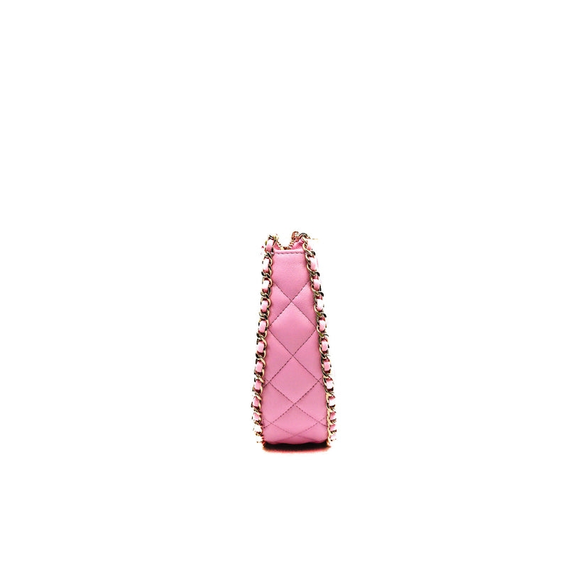 Small Pink Matelasse Coco Mark Chain Lambskin Quilted Hobo Bag GHW Seri ENKUXXXX - L'UXE LINK
