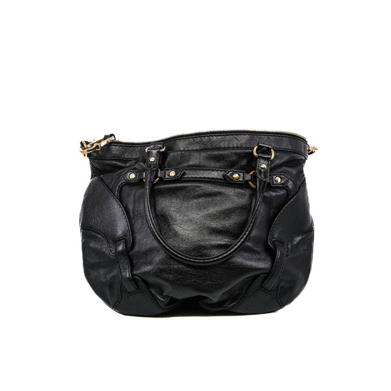tote in leather black - L'UXE LINK