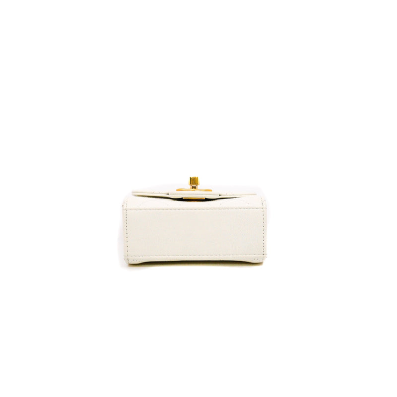 vanity case with pearl chian in caviar white ghw #29
