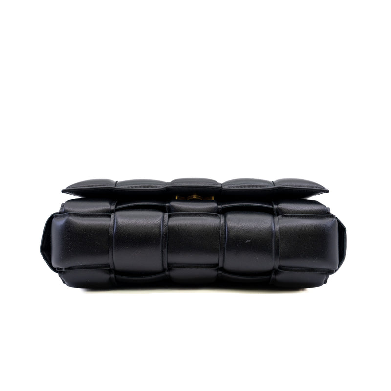 Chain Cassette Padded Black Intreccio Lambskin Leather Crossbody Bag - L'UXE LINK