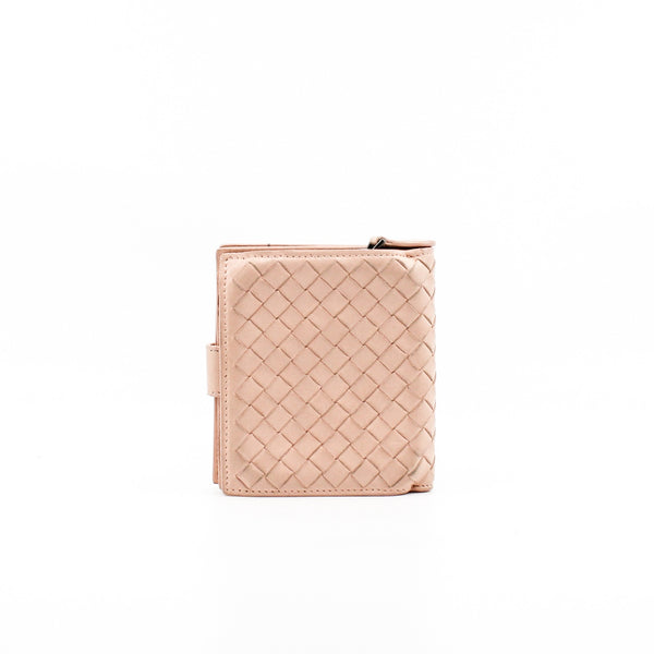 orange beige compact buckle wallet