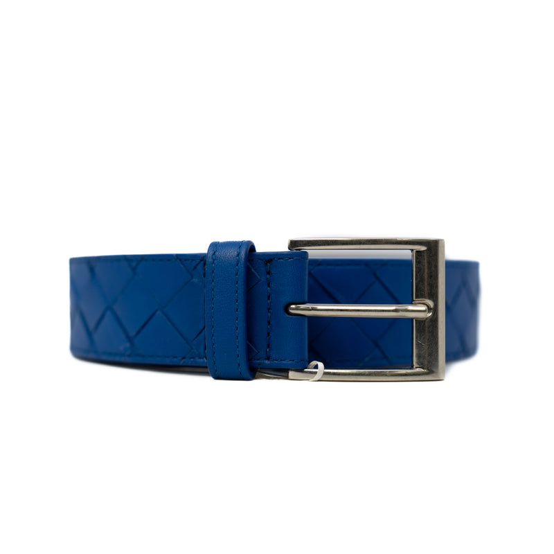 Blue Intrecciato Calfskin Belt PHW 95cm - L'UXE LINK
