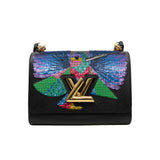 thumbnail mm epi sequins bird motif in black leather ghw