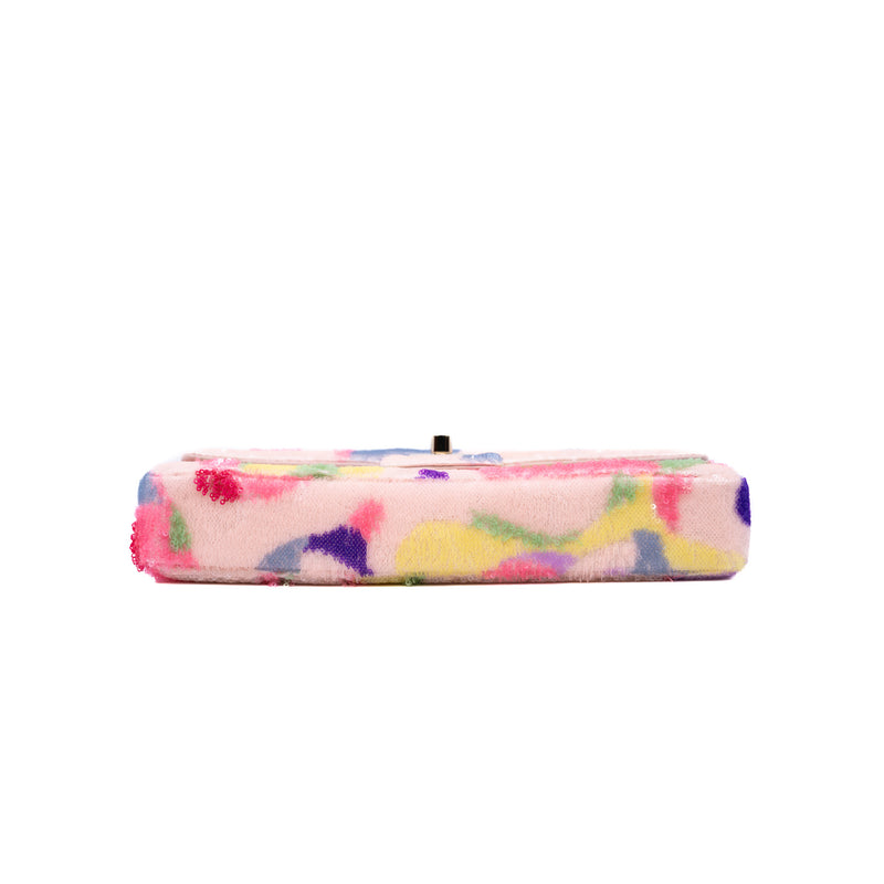 long cf flap chain bag in heart Sequins/leather pink/purple/green seri30