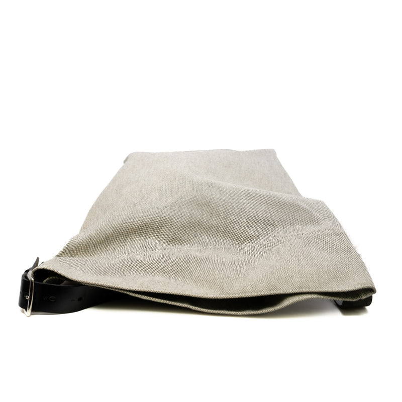 Grey With Black Strap Canvas/Leather Tote Bag PHW - L'UXE LINK